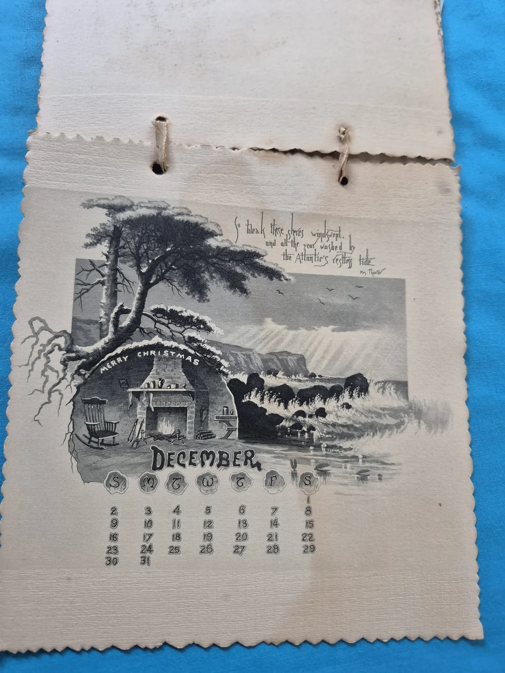 Antique 1888 Calendar 12 Pages Black & White E.A. Wright Philadelphia Engraver